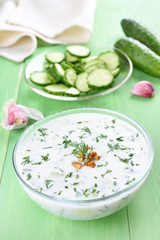 Spring soup with yoghurt