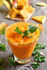Pumpkin smoothie in glass
