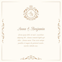 Wedding invitation with monogram