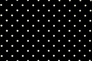 black background with white polka dots