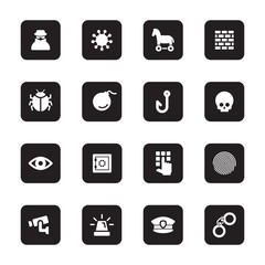 black flat security icon set on rounded rectangle for web design, user interface (UI), infographic and mobile application (apps)