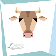 low poly animal icon. vector cow