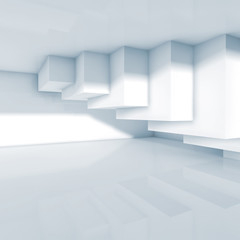 Abstract room interior design with cubes 3d