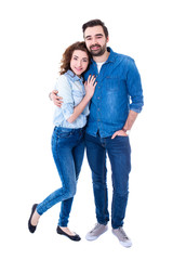 full length portrait of happy couple isolated on white © Di Studio