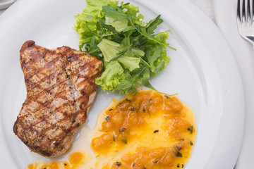 juicy steak with sauce