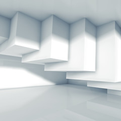 Abstract white room interior design 3d render