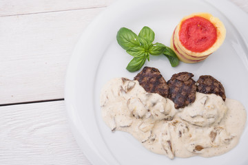 roasted medallions with mushroom sauce