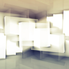 Chaotic cubic structures square 3d illustration