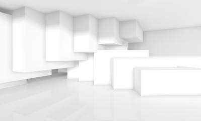 3d abstract empty interior design with cubes