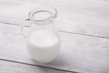 decanter glass with fresh milk