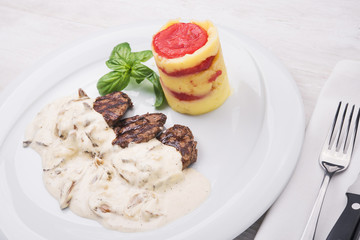 roasted medallions with mushroom sauce