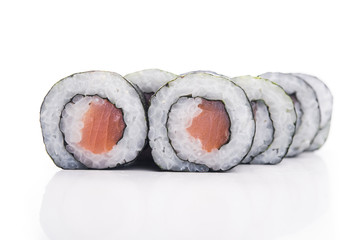 rolls with salmon isolated