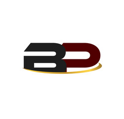 BP alphabet in grey and red with golden curve