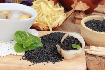 Chinese dessert ,glutinous rice balls in ginger soup.