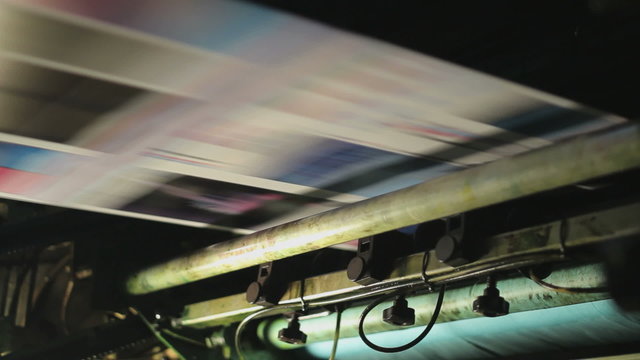 High speed paper on the production line of a printing factory