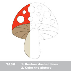 Toadstool to be colored. Vector trace game.