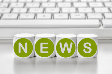 Buchstabenwürfel vor einer Tastatur - News