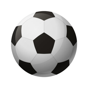 Vector illustration. Leather black and white soccer ball isolated on a white background