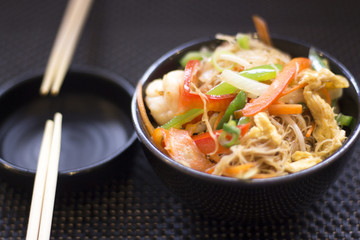 Chinese restaurant fried vegetables chopsticks