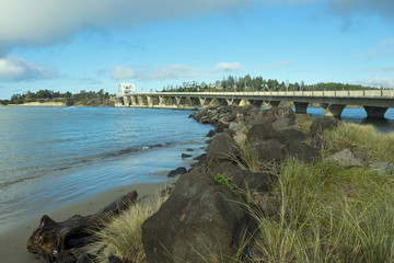 Alsea Bay Bridge And Rock Jetty