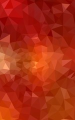 Multicolor red, yellow, orange polygonal design pattern, which consist of triangles and gradient in origami style.