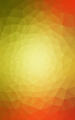 Multicolor red, yellow, orange polygonal design pattern, which consist of triangles and gradient in origami style.