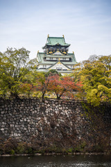 Osaka castle in autumn season