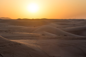 Fototapeta na wymiar Dune buggy in the sands,dubai