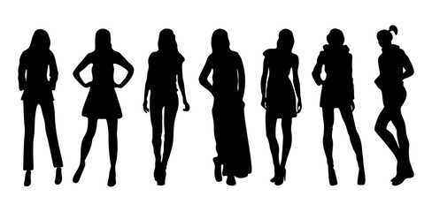 silhouettes of women in different poses