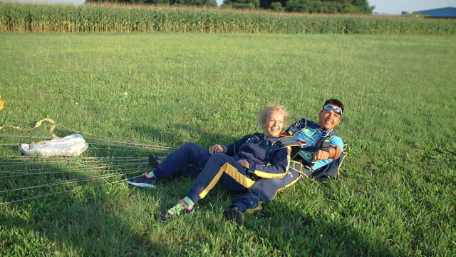 Senior Lady Really Enjoyed Sky Diving For The First Time