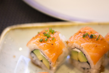 Japanese restaurant salmon sushi