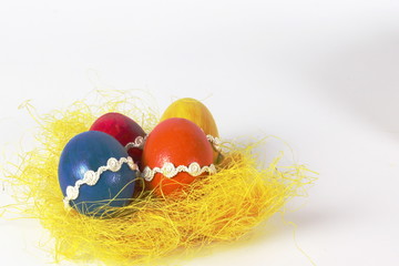 Fototapeta na wymiar colored Easter eggs on white background