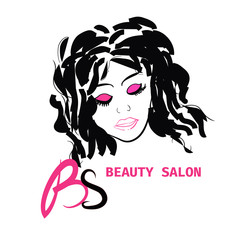 Logo Hairstyle CARD FOR BEAUTY SALON IN VECTOR WITH BEAUTIFUL GIRL