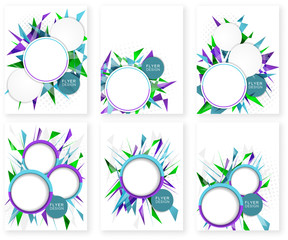 Abstract flyer business triangular background set.