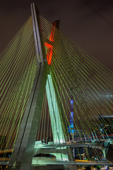 Obraz premium Cable stayed bridge in Sao Paulo - Brazil - at night