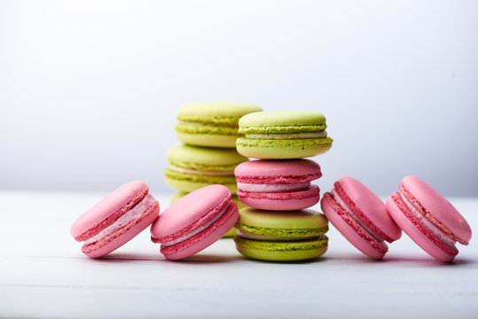 Macaroon cookies on a white background