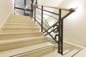 Luxury marble stairs in hotel lobby