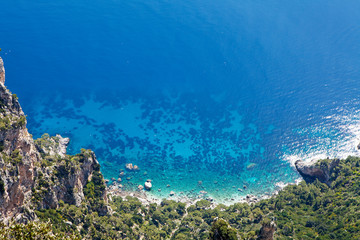 Plakat Looking Down Cliff onto Mediterranean Sea
