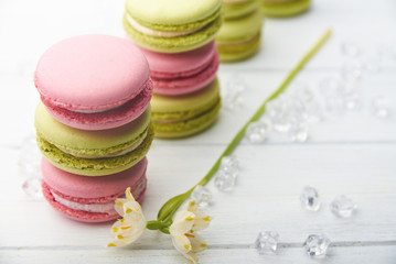 Macaroon cookies on a white background