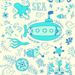 Sea adventure. seamless pattern