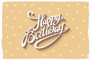 Vintage retro happy birthday card, with fonts, grunge frame and chevrons seamless background. vector