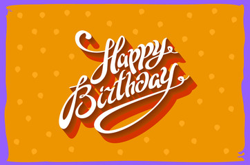 Vintage retro happy birthday card, with fonts, grunge frame and chevrons seamless background. vector