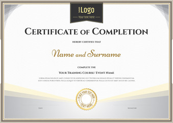 Certificate of completion template in vector for achievement graduation