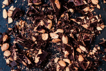 Chocolate / Nut Chocolate bar / chocolate background / Crushed B