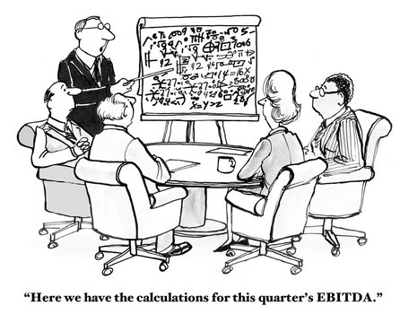 Business cartoon about EBITDA.