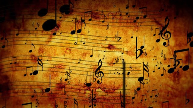 Animated background with musical notes, Music notes flowing, flying stream