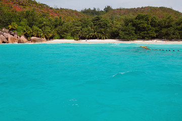 Bay Chevalier and beach Anse Lazio, Praslin, Seychelles