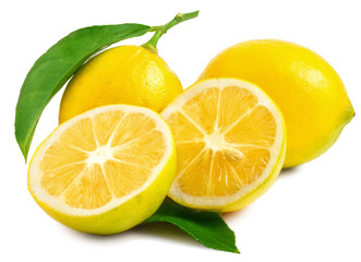 Naklejka na ściany i meble Two Lemons one sliced in half