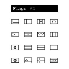 Set line thin icons. Vector. Country flags