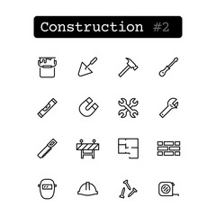 Set line thin icons. Vector. Construction, Building